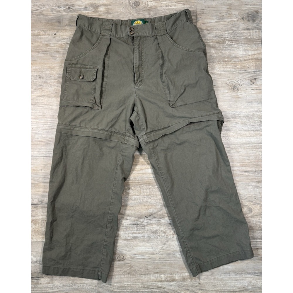 CABELAS Outdoors Gray Safari Hiking Cargo Convertible Pants Shorts Men's 36 Reg‎